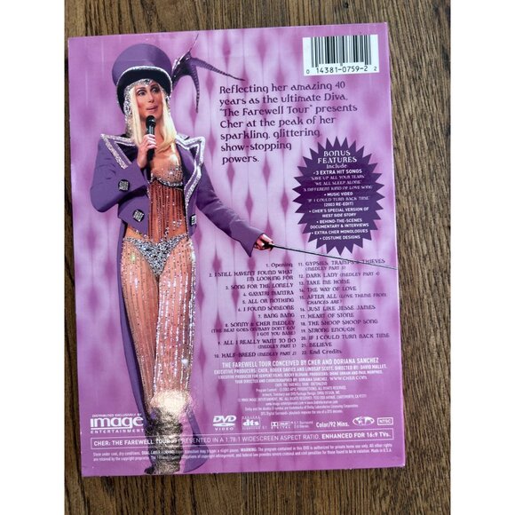 Cher The Farewell Tour DVD Live Concert 2003 Music Pop Diva Hits Pre-Owned - Picture 4 of 4